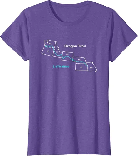 Vista 5 de Route Map of The Oregon National Historic Trail T-Shirt Asphalt Grey