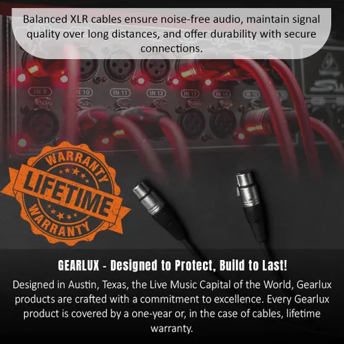 Vista 7 de Gearlux – Cable de micrófono XLR, completamente balanceado, macho a hembra, 25 pies - Paquete de 3