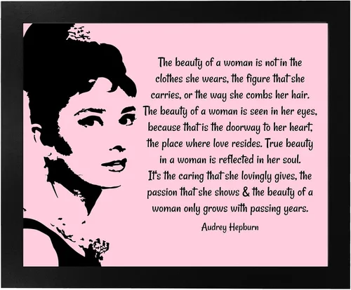 Vista 6 de AMERICAN LUXURY GIFTS Audrey Hepburn "La belleza de una mujer" - Arte de pared inspirador - Decoración de oficina, aula o dormitorio - Impresión sin