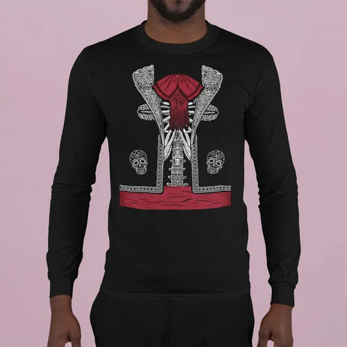 Vista 5 de shop4ever Disfraz de esqueleto de mariachi del Día de los Muertos, camisa de manga larga