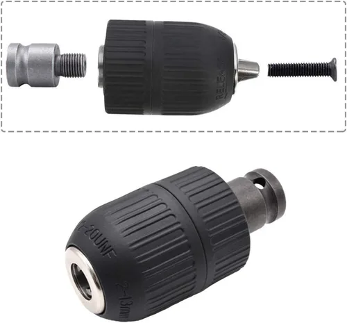 Vista 9 de Portabrocas sin llave de 2-13 mm, adaptador de conversión de cambio rápido con 1/2 pulgada de rosca 20UNF, adaptador hembra cuadrado de 12,7 mm