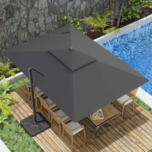 Vista 50 de Sombrilla voladiza para patio, 9 x 12 pies, sombrilla giratoria Beige