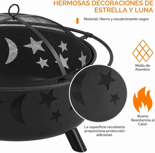 Vista 6 de Yaheetech - Hoguera de 30 pulgadas para chimenea exterior de leña