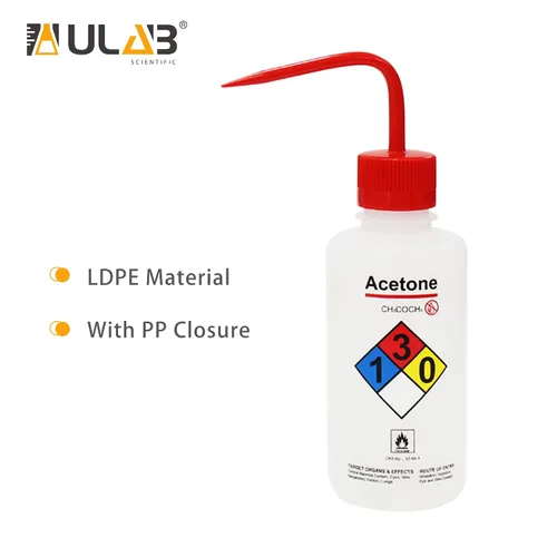 Vista 6 de ULAB Botellas de lavado de seguridad, 4 piezas de botellas de lavado de boca ancha de acetona, material de LDPE, vol.16.9 fl oz, UWB1022