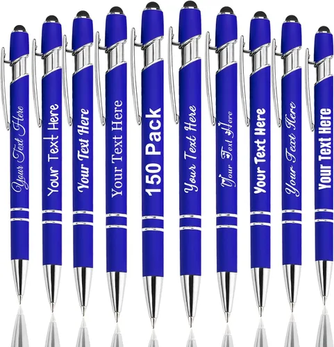 Vista 110 de Hasta 300 bolígrafos personalizados a granel con nombre personalizado con grabado gratis, puntas de lápiz capacitivo grabado, bolígrafo