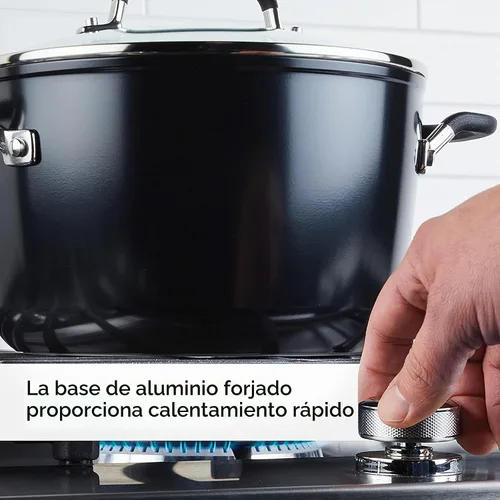 Vista 3 de KitchenAid 84805 Olla antiadherente anodizada dura con tapa, 8 cuartos de galón, color negro ónix