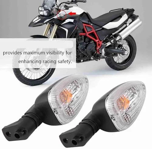 Vista 2 de Terisass Luces de giro 1 par motocicleta indicadores lente 12V plástico dirección indicador lámpara con para F650GS 2008-2009 F800GS F800R 2007-2008
