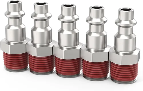 Vista 9 de ChillWaves Enchufe de aire industrial, enchufes neumáticos macho NPT de 1/4", accesorios para compresores de aire (paquete de 15)