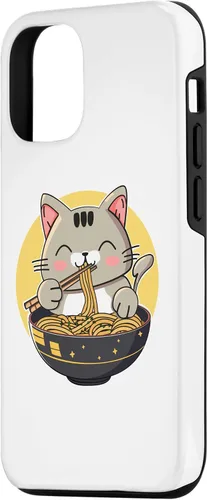 Vista 2 de Funda para iPhone 12/12 Pro Ramen Cat Kawaii Anime Merch Japonés Divertido Neko Noodle Bowl Case