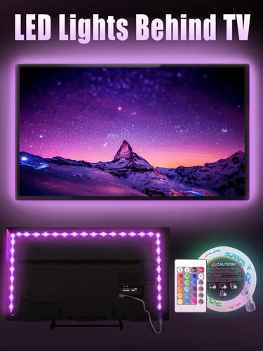 Vista 3 de Tira de luces LED, tiras de luz RGB de 5 V que cambian de color con control remoto, luces LED flexibles alimentadas por USB para dormitorio, TV