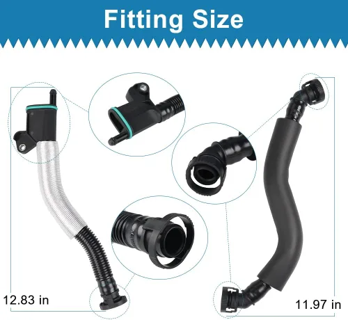 Vista 7 de Kit de manguera de respiradero de separador de aceite de ventilación del cárter del motor de la válvula PCV Compatible con Audi A3 A4 A5 Q5 TT VW