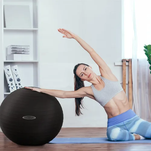 Vista 7 de Fitvids Pelota de ejercicio antiestallido y antideslizante, pelota de yoga, bola de fitness, bola de parto con bomba rápida