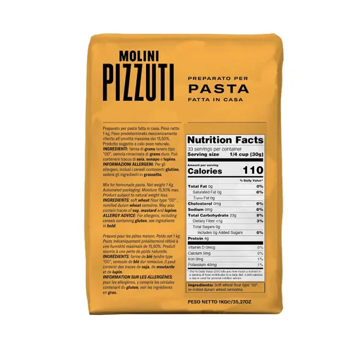 Vista 2 de Molini Pizzuti Harina de Trigo y Sémola Durum Mezcla Harina de Pasta Casera - 2.2 lbs