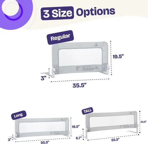 Vista 2 de ComfyBumpy Paquete de 1 riel de cama para niños pequeños de 35.5" L x 19.5" A Rieles de cama para niños pequeños para cama individual, matrimonial