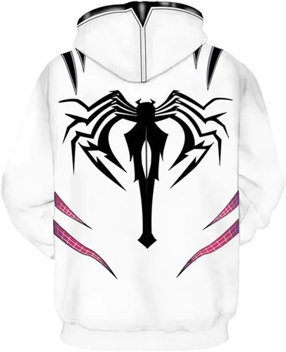 Vista 2 de Gwen Spider - Sudadera con capucha unisex para adultos, ropa de cosplay, color blanco, Blanco