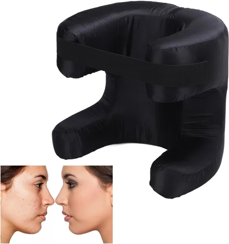 Vista 4 de Almohada facial de seda de espuma viscoelástica suave acolchada ergonómica almohada de belleza para dormir de espalda (negro)