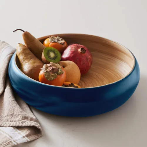 Vista 10 de Tazón de Frutas para Encimera de Cocina, Tazón Decorativo, Tazón Grande de Servicio o Cesta de Frutas para Cocina de Bambú Trenzado (Negro)