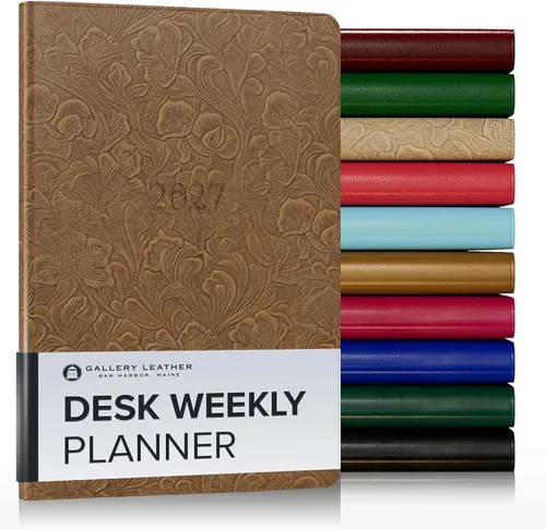 Vista 61 de Gallery Leather Planificador Semanal y Mensual Grande 2025-2026, Calendario Planificador y Cuaderno Elegantemente Encuadernado con Elegantes Bordes