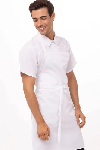 Vista 4 de Chef Works Delantal con babero unisex, Blanco
