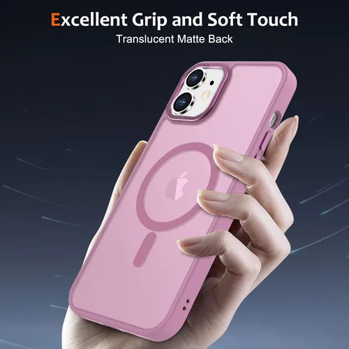 Vista 1200 de Anuck - Funda magnética para iPhone 11 compatible con MagSafe, carcasa trasera mate translúcida dura, borde de TPU, delgada, resistente a impactos
