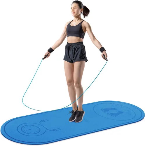 Vista 11 de Tapete para Saltar la Cuerda 71"/63"x24" Más Grande Antideslizante Interior Exterior Tapete de Ejercicio Fitness, Alta Densidad Entrenamiento
