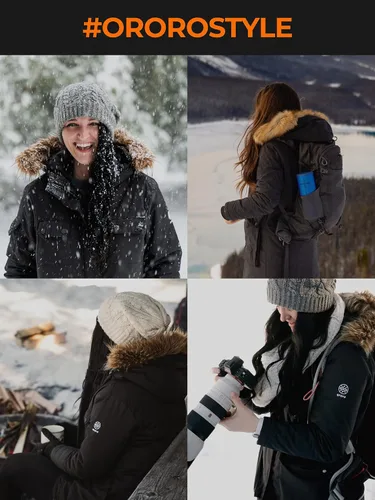 Vista 6 de ORORO Parka térmica para mujer con aislamiento Thermolite y capucha desmontable, chaqueta larga con calefacción para mujer