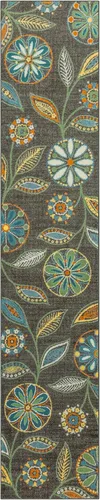 Vista 56 de Maples Rugs Reggie - Alfombra bohemia con estampado floral, 1 pies 8 Gris oscuro