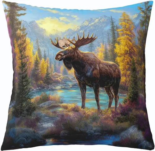 Vista 28 de Cartoon Bear Pillow Cover Cute Wild Animal Paw Print Cushion Cover for Kids Boys Girls Teens Jungle Pine Trees Silhouette Cabin Pillow Case for