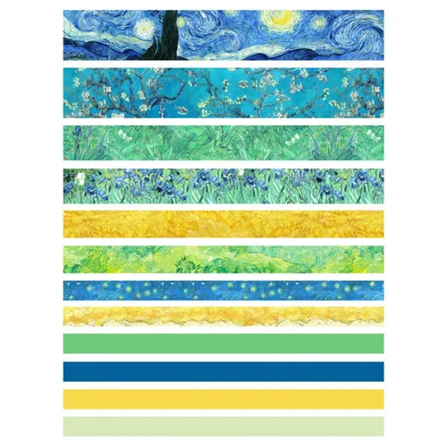 Vista 7 de Juego de 12 rollos de cinta Washi con varios patrones, suministros de manualidades para decoración de bricolaje y manualidades, estilo A