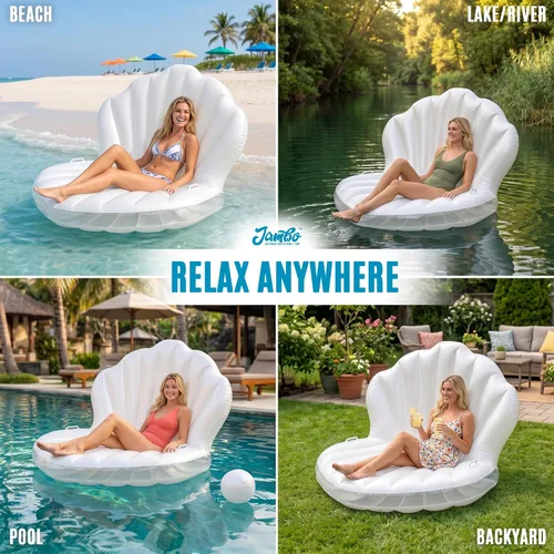 Vista 6 de JAMBO Tanning Pool Lounger Float, Inflatable Sun Tanning Pool Float estilo 2