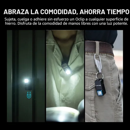 Vista 4 de OLIGHT Oclip linterna recargable EDC de 300 lúmenes con fuentes duales, luz de bolsillo compacta con clip, conveniente carga USB C, luces magnéticas