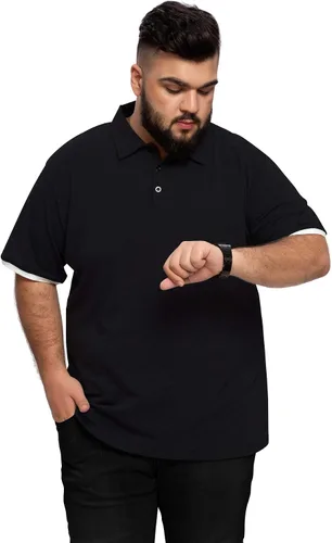 Vista 4 de Aiyino Polo de algodón suave y liso para hombre, de ajuste clásico, manga cortalarga, para hombre