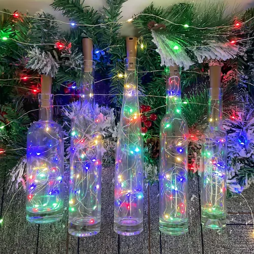 Vista 5 de Etinga Paquete de luces LED para botellas de doble batería, 6.6 pies, 20 LED, el doble de tiempo de iluminación, para uso en interiores