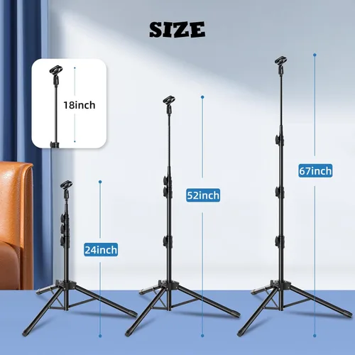 Vista 2 de Paquete de 2 Soportes de Micrófono con Brazo Articulado de Cuello de Cisne para Cantar, Altura Ajustable de 24" a 67" con 2 Clips de Micrófono