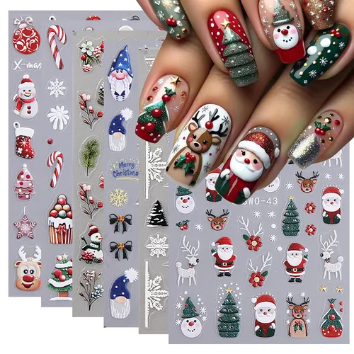 Vista 16 de 8 hojas de calcomanías de uñas de Halloween con diseños de fantasmas lindos, calabaza, araña, telaraña, sangre, llama 3D, autoadhesivas 12