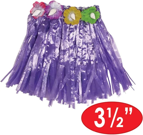 Vista 2 de Beistle 3.5" 4 piezas mini bebida hula faldas para fiesta temática hawaiana Luau suministros