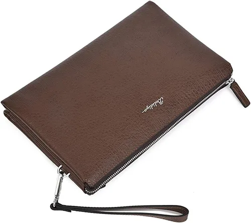 Vista 5 de BALIDIYA - Bolso de mano para hombre con cremallera Marrón talla única billetera de viaje