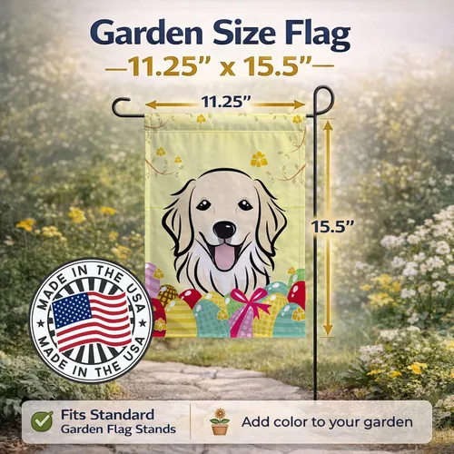 Vista 571 de Caroline's Treasures BB1923GF Bandera decorativa para jardín con diseño de Border Collie, para caza de huevos de Pascua, para jardín, jardín, patio