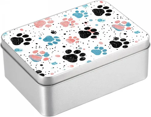 Vista 33 de Caja de lata de metal con tapa, contenedor de almacenamiento rectangular vacío de hojalata, estuche de lata portátil ligero para manualidades