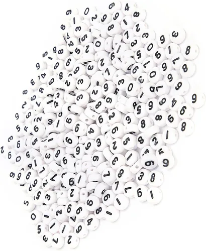 Vista 7 de Zunate 500 Pcs Acrylic Beads with Numbers 0-9 for DIY Jewelry Making, Craft Supplies, Handmade Bead Accessories