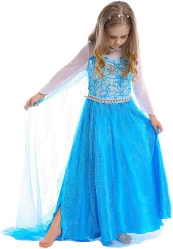 Vista 4 de Plustrong Vestido Elsa para niñas, vestido de princesa, disfraz de Elsa para niña pequeña