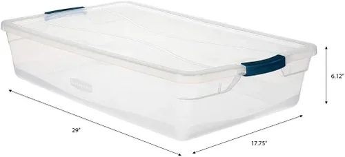 Vista 3 de Rubbermaid Cleverstore - Paquete de 6 recipientes de plástico apilables transparentes de 41 cuartos de galón con tapas transparentes de cierre
