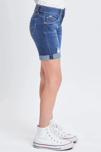 Vista 3 de YMI Wannabettafit Pantalones cortos de ciclismo de tiro medio con puños enrollables para niñas