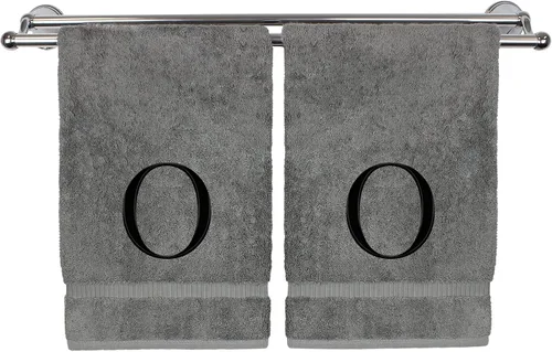 Vista 50 de Toalla de mano monogramada, regalo personalizado, juego de 2 - Toalla bordada con letra de bloque dorada - Extra absorbente 100% algodón turco