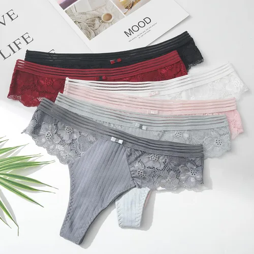 Vista 5 de LEVAO Tangas de algodón para mujer, tangas invisibles, espalda en T para mujer, tallas S-XL
