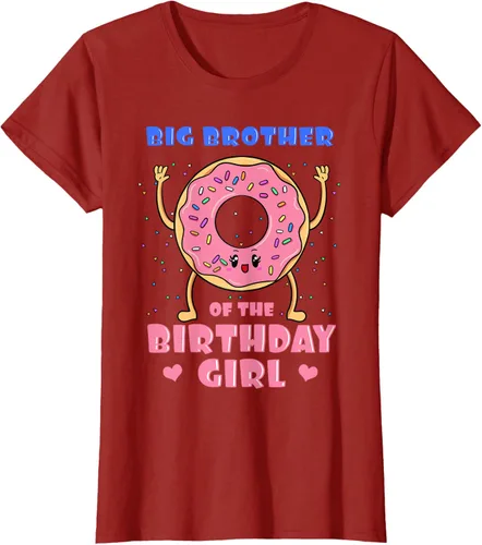 Vista 75 de Big Brother Of The Birthday Girl Donut Bday Party Bro Sib Camiseta, Negro, S