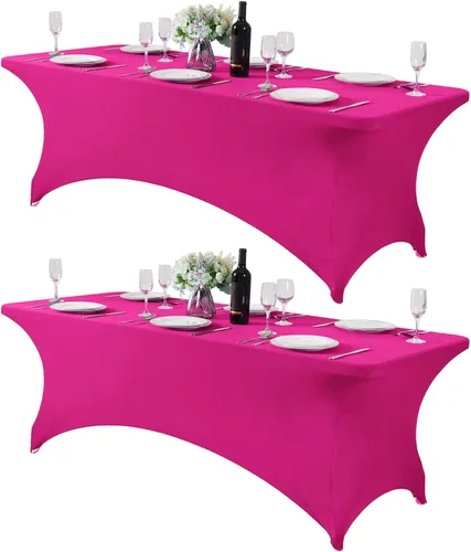 Vista 176 de Mantel de elastano para mesa de 6, 4 o 8 pies, universal, ajustable, para fiestas, banquetes, bodas y eventos, color verde manzana