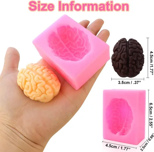 Vista 3 de JOGILBOY Molde de silicona 3D para cerebro humano, forma de órgano, corazón sangriento, bricolaje, fondant, pudín, gelatina, caramelo, chocolate