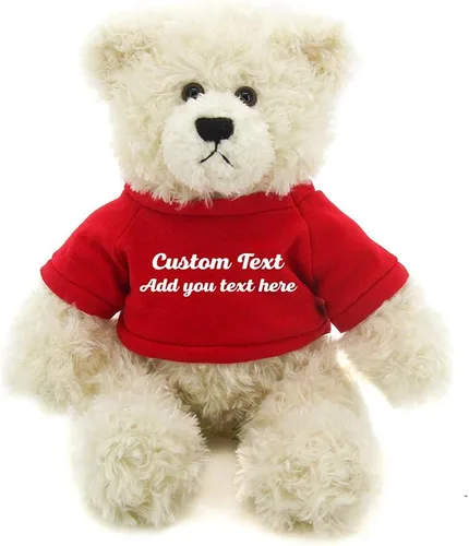 Vista 12 de Plushland Oso de peluche Brandon crema de 12 pulgadas, regalo personalizado para el día de la madre, San Valentín, graduación, cumpleaños