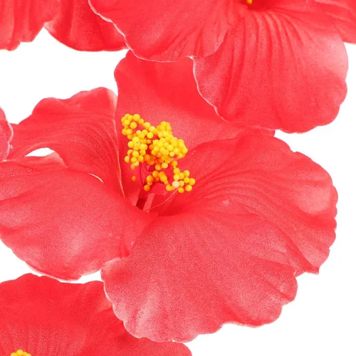 Vista 7 de PRETYZOOM 10 flores artificiales de hibisco para manualidades, hibisco rojo floral para decoración de pasteles, fiesta temática, flores tropicales